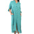 Button Front Long Linen Shirt Dress - Aqua