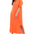Button Front Long Linen Shirt Dress - Orange