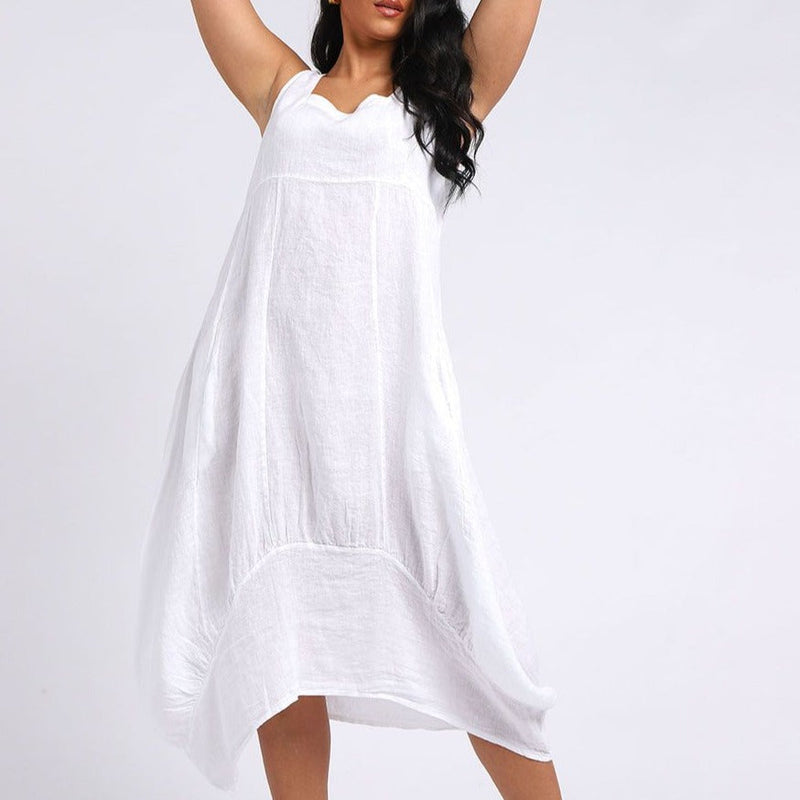  White Sleeveless Linen Dress, TO-Terminal One, Putti Fine Furnishings