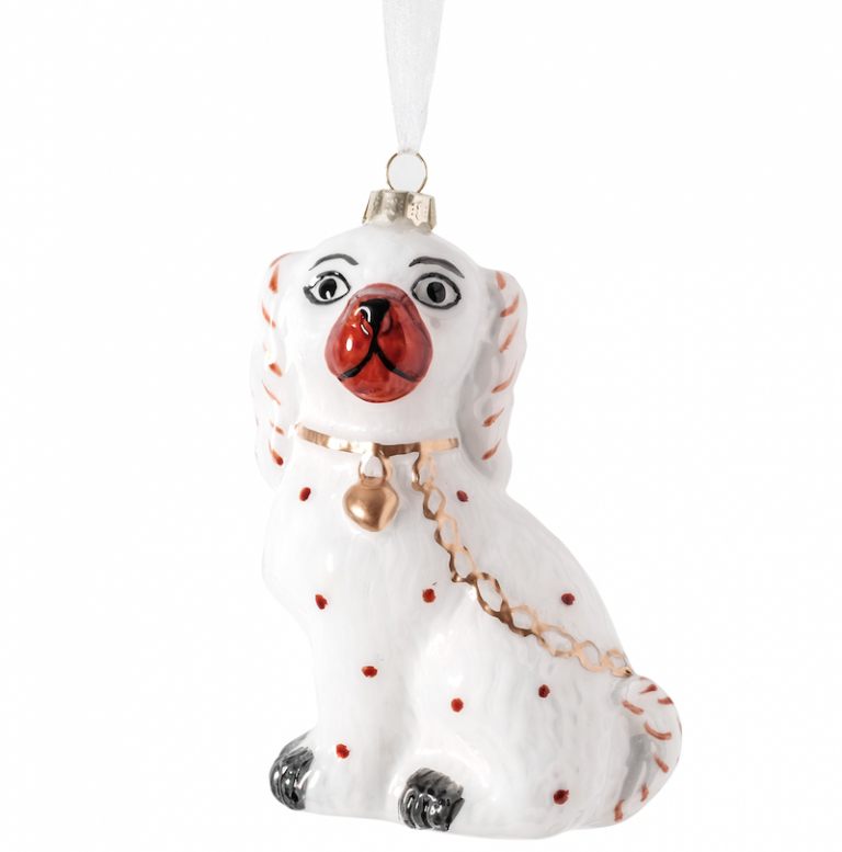 Gold Staffordshire Dog Glass Ornament