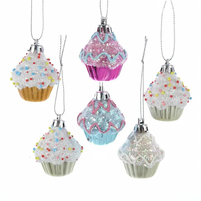 Kurt Adler Shatterproof Cupcake Ornaments
