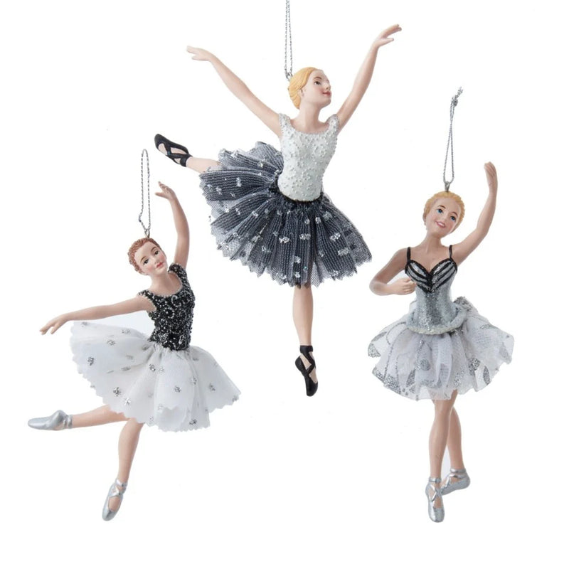 Kurt Adler Black and Silver Ballerina Ornament