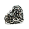 Jeweled Heart Keychain - Hematite