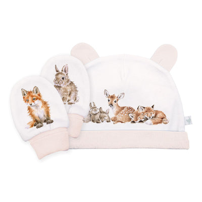 Wrendale "Little Forest" Woodland Animal Newborn Hat and Mitten Set  | Le Petite Putti