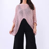 Crochet Knitted Batwing Top - Pink