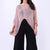 Crochet Knitted Batwing Top - Pink