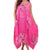 Large Floral Print Sleeveless Linen Dress - Fuchsia