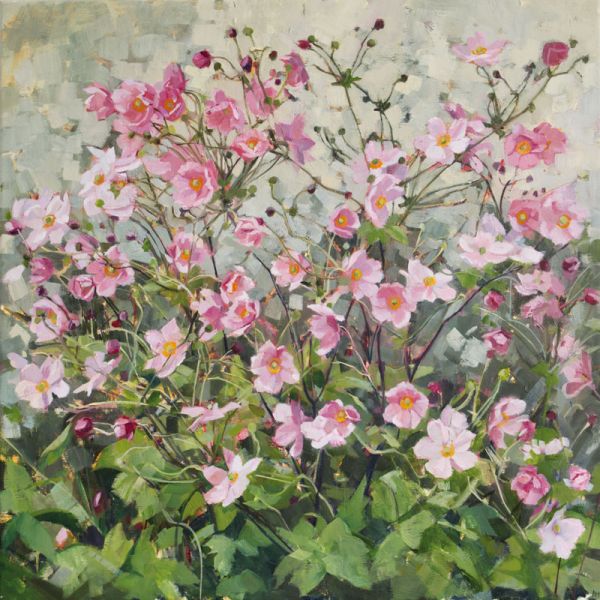 Pink Japanese Anemones Greeting Card