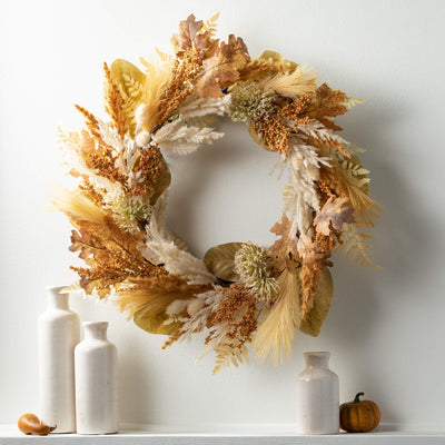 Mixed Foliage Pampas Wreath