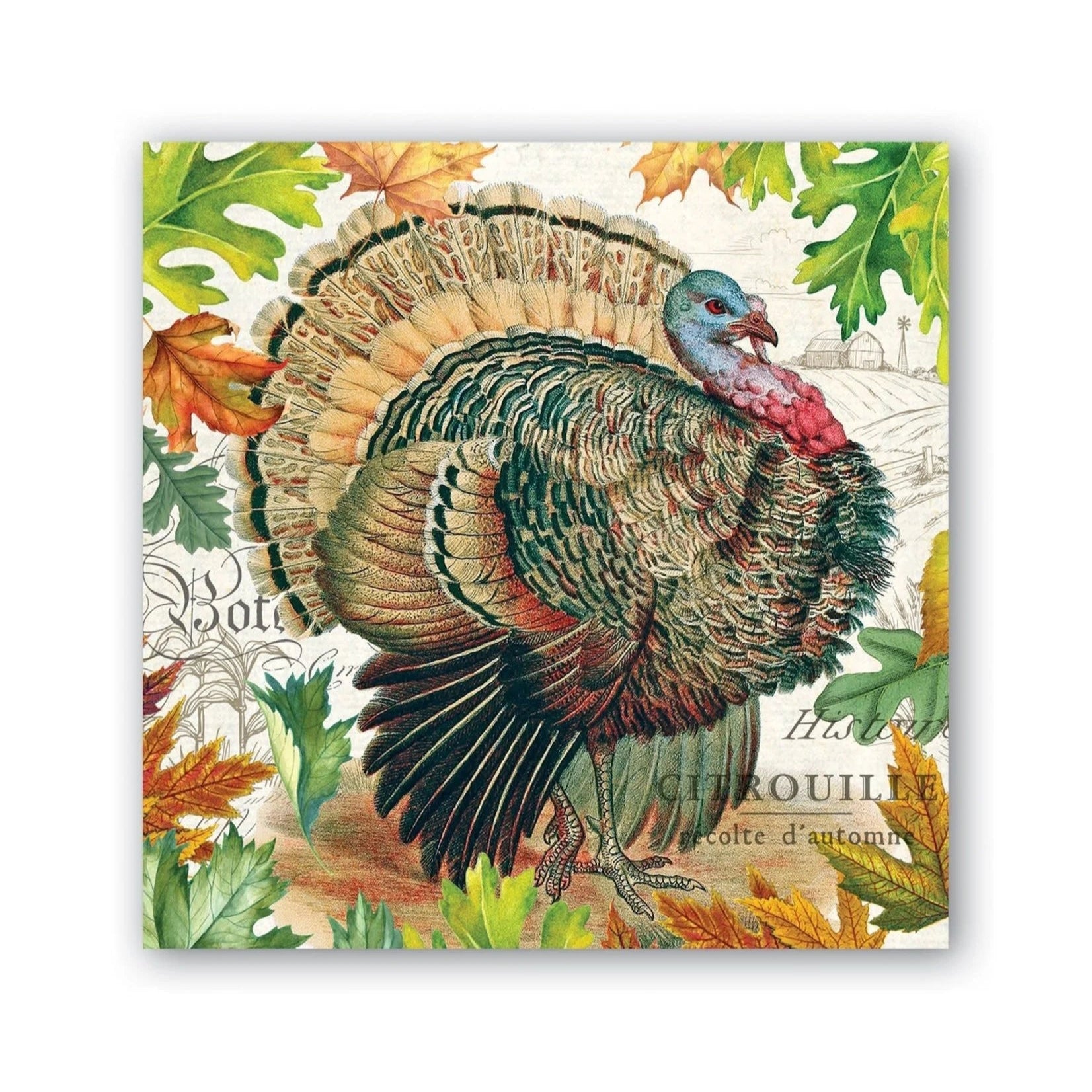 Fall Harvest Turkey Paper Napkin - Cocktail