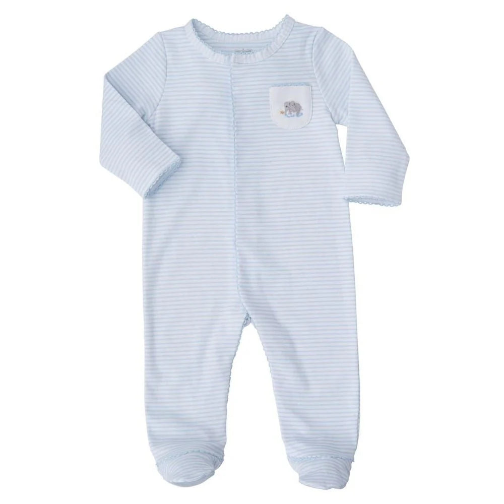 Mud Pie - Blue Striped French Knot Elephant Sleeper  | Le Petite Putti Canada
