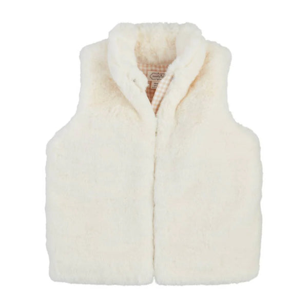 Mud Pie Faux Fur Vest Cream