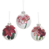 Floral Glass Ball Ornament - Poinsettia | Putti Christmas Decorations