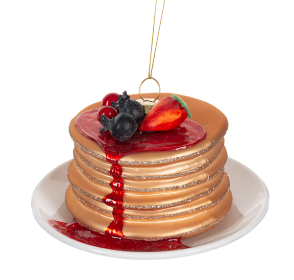 Pancake with Berries Glass Ornament
