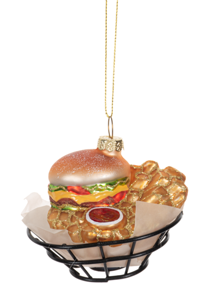 Cheeseburger Glass Ornament