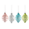 Colorful Glass Drop with Tinsel Ornament - Pink | Putti Christmas Decorations