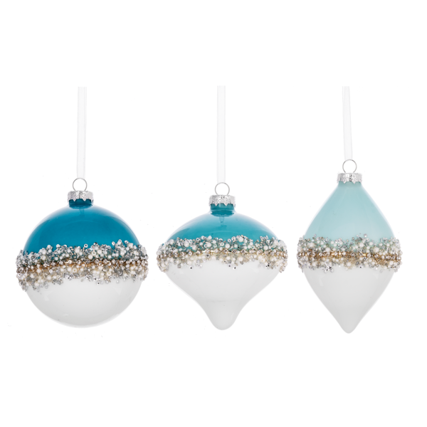Shades of Aqua Glass Ornament | Putti Christmas Decorations 
