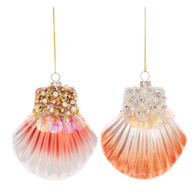 Beaded Sea Shell Glass Ornament | Putti Christmas Decorations