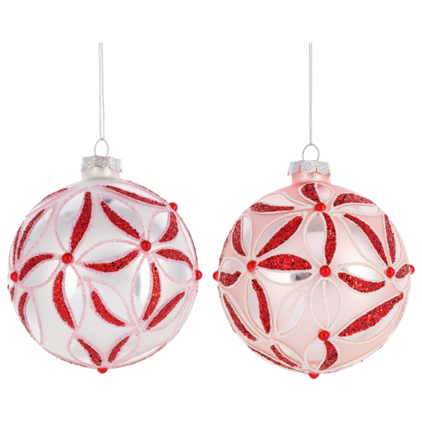 Peppermint Glass Ball Ornament | Putti Christmas Celebrations 