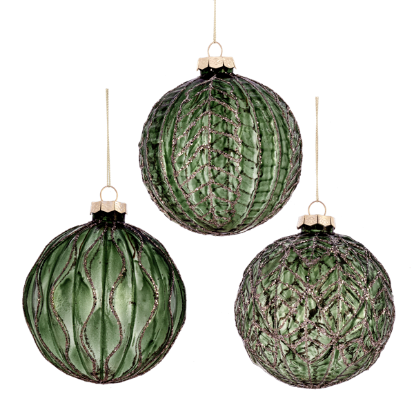 Green Frosted Ball Ornaments