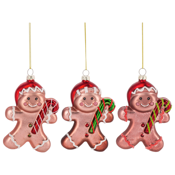 Gingerbread Man Glass Ornament  | Putti Fine Furnishings 