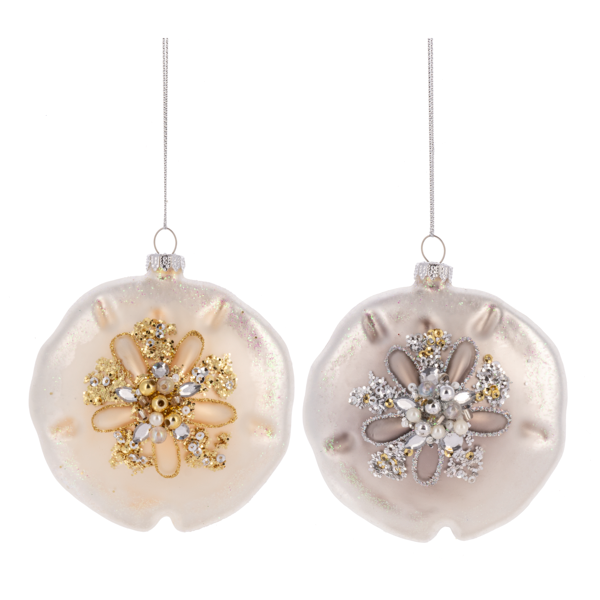 Sand Dollar Glass Ornament | Putti Christmas Decorations 