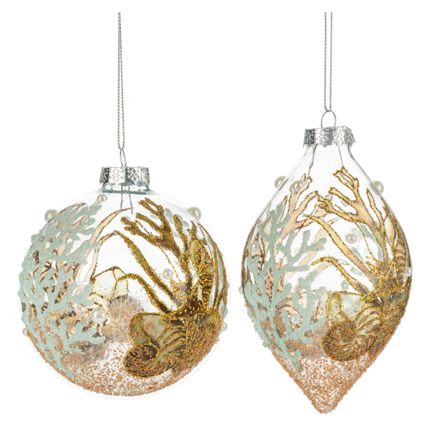 Sealife Glass Doublepoint Ornament - Putti Fine Furnishings