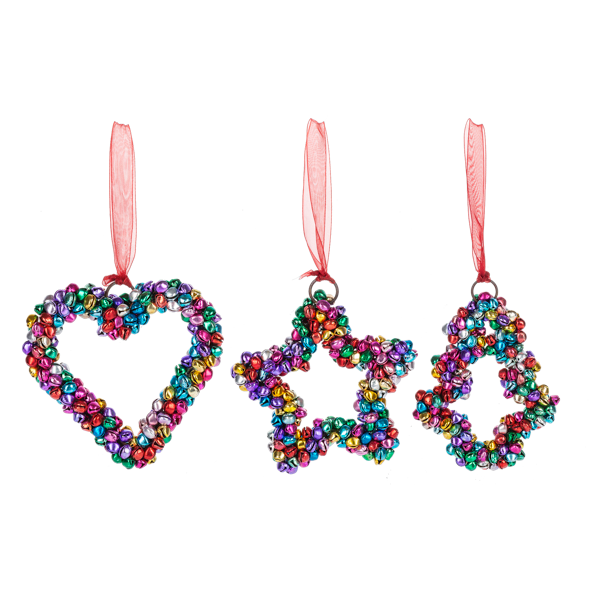 Multi Color Holiday Icon Bell Ornament | Putti Christmas Decorations 