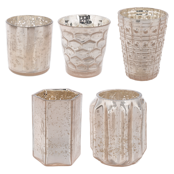 Champagne Mercury Glass Votive Holder | Putti Fine Furnishings 