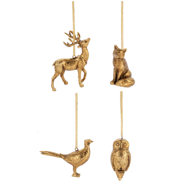 Gilded Animal Ornament - Fox | Putti Christmas Decorations 