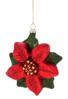 Poinsettia Head Glass Ornament  | Putti Fine Furnishings