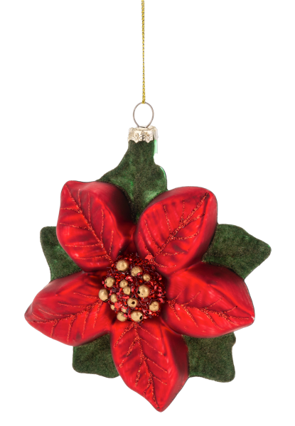 Poinsettia Head Glass Ornament  | Putti Fine Furnishings 