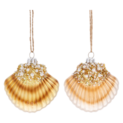 Crusted Clam Shell Glass Ornament | Putti Christmas Canada