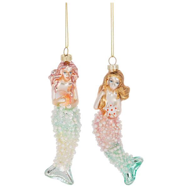 Mermaid Beaded Glass Ornament