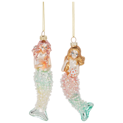 Mermaid Beaded Glass Ornament