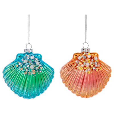 Coulorful Clam Shell Glass Ornament