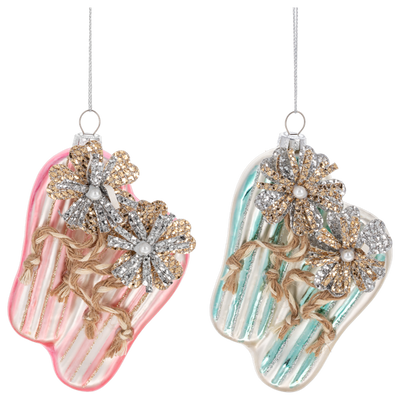 Flip Flop Glass Ornament