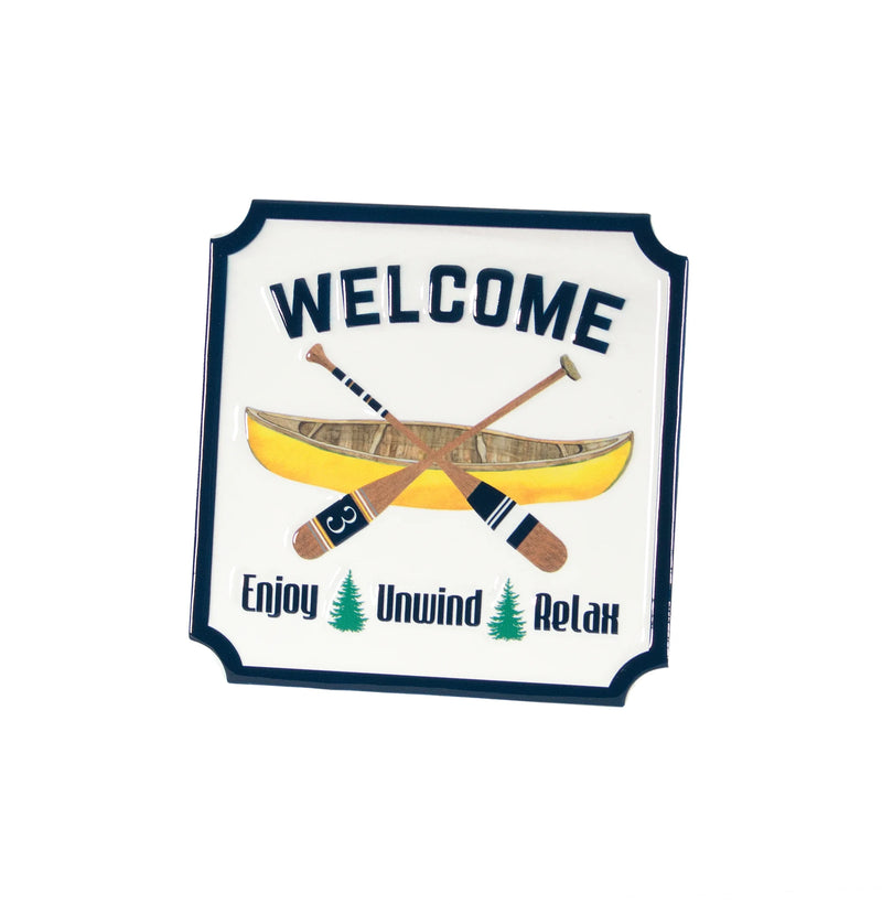 "Welcome Enjoy Unwind Relax" Table Sign