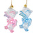 "Baby's First Christmas" Rabbit with Pillow Glass Ornament - Blue