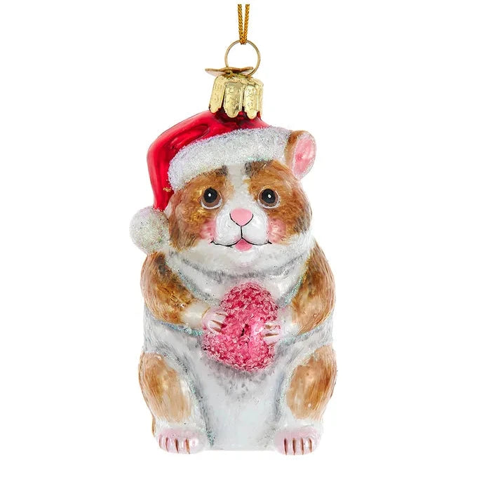 Noble Gems Hamster with Gum Drop Glass Ornament | Putti Christmas Decorations 