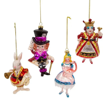 Noble Gems Allice in Wonderland Glass Ornament Set of 4