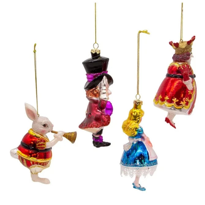 Noble Gems Allice in Wonderland Glass Ornament Set of 4