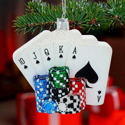 Noble Gems™ Poker Cards & Chips Glass Ornament | Putti Christmas Canada