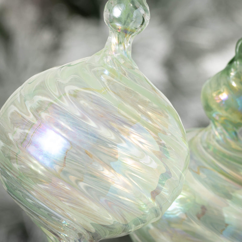 Sage Green Handblown Glass Finial Ornament