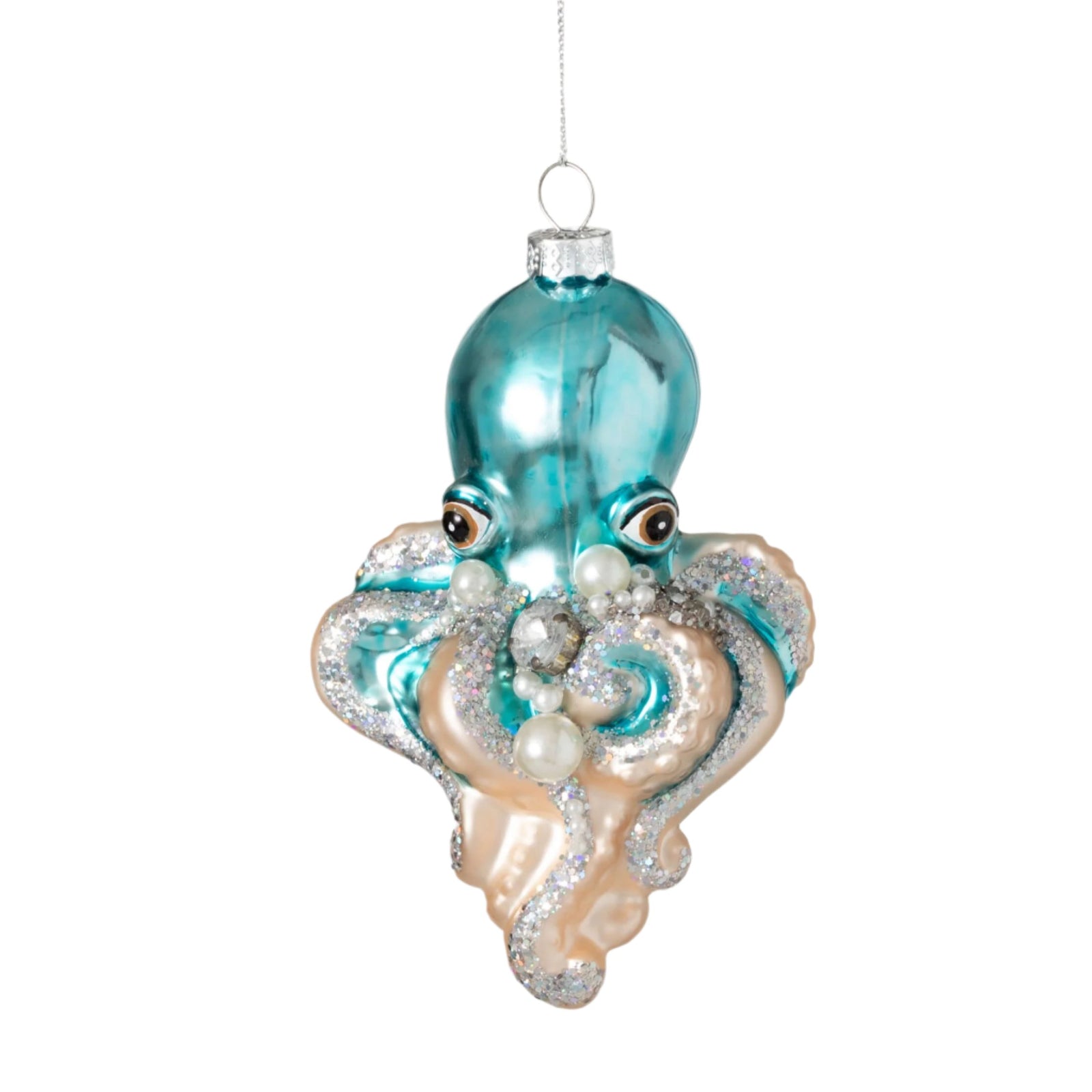 Beaded Octopus Glass Ornament