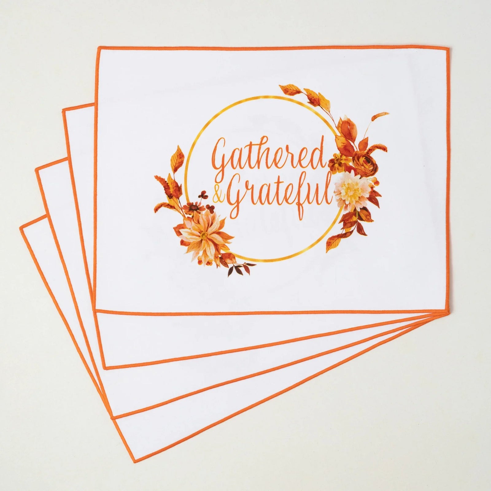 Floral "Gathered Grateful" Thanksgiving Placemat