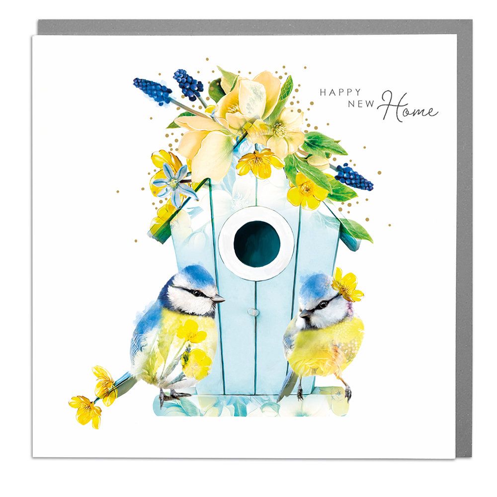 Bird House "Happy Hew Home" Greeting Card | Putti Fine Furnishings 