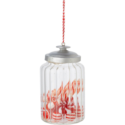 Candy Glass Jar Ornament with Pepermints