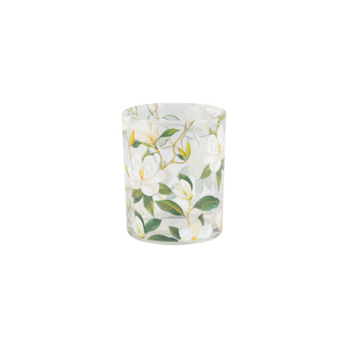Clear Glass Tea Light with Magnolia Pattern  | Putti Christmas Celebrations 