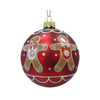 Matte Red with Gingerbread Men Glass Ornament | Putti Christmas Decorations